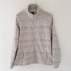 Eddie Bauer White Neutral Fleece Jacket Sweatshirt Sweater M
